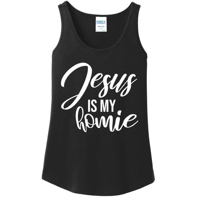 Jesus Is My Homie Faith Christian Love God Religious Quote Ladies Essential Tank