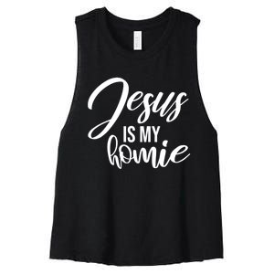 Jesus Is My Homie Faith Christian Love God Religious Quote Women's Racerback Cropped Tank