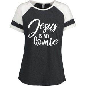 Jesus Is My Homie Faith Christian Love God Religious Quote Enza Ladies Jersey Colorblock Tee