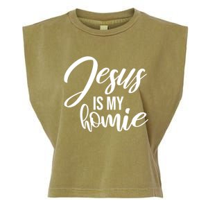 Jesus Is My Homie Faith Christian Love God Religious Quote Garment-Dyed Women's Muscle Tee