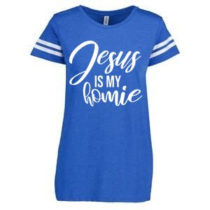 Jesus Is My Homie Faith Christian Love God Religious Quote Enza Ladies Jersey Football T-Shirt