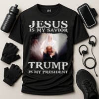 Jesus Is My Savior Trump Is My President Cooling Performance Crew T-Shirt