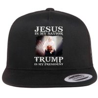 Jesus Is My Savior Trump Is My President Flat Bill Trucker Hat