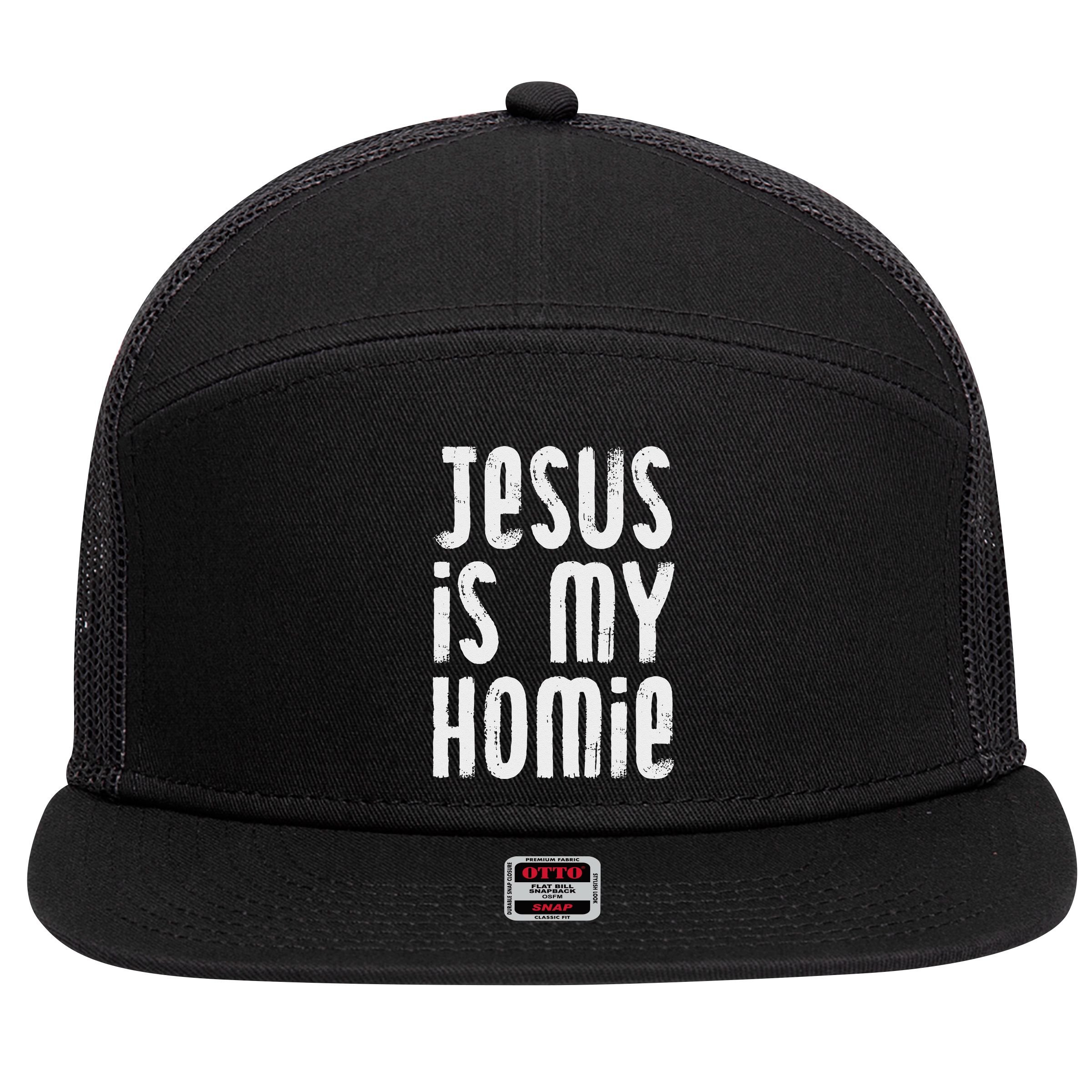 Jesus Is My Homie Christian 7 Panel Mesh Trucker Snapback Hat
