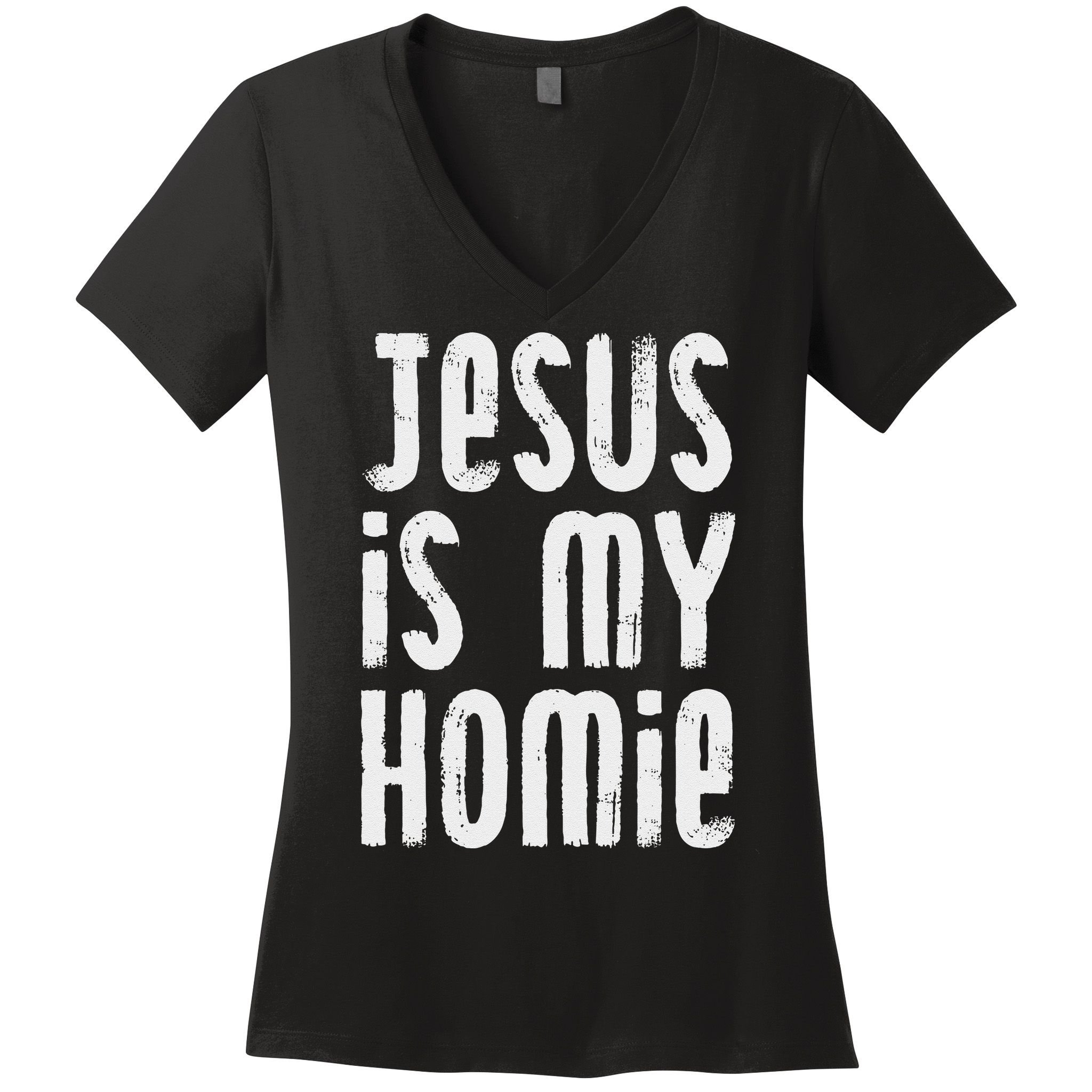 Jesus Is My Homie Christian Women's V-Neck T-Shirt