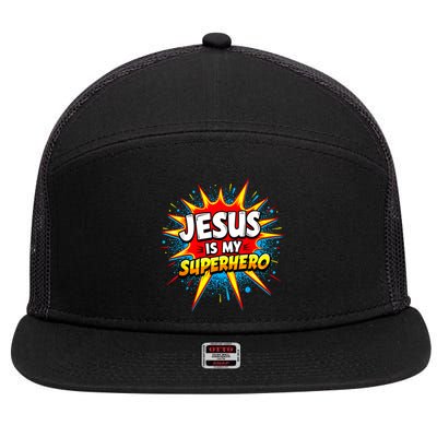 Jesus Is My Superhero Christian 7 Panel Mesh Trucker Snapback Hat