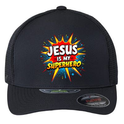 Jesus Is My Superhero Christian Flexfit Unipanel Trucker Cap