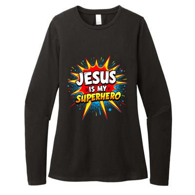 Jesus Is My Superhero Christian Womens CVC Long Sleeve Shirt