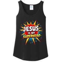 Jesus Is My Superhero Christian Ladies Essential Tank