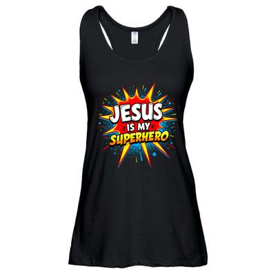 Jesus Is My Superhero Christian Ladies Essential Flowy Tank