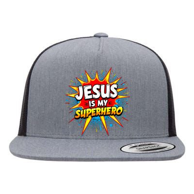 Jesus Is My Superhero Christian Flat Bill Trucker Hat