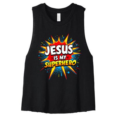 Jesus Is My Superhero Christian Women's Racerback Cropped Tank