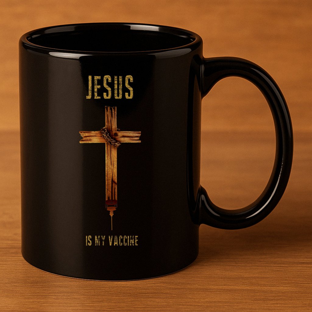 Jesus Is My Vaccine Anti Vax Vaxxer 11oz C Handle Ceramic Mug