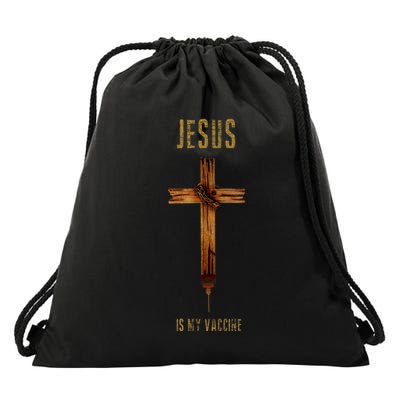 Jesus Is My Vaccine Anti Vax Vaxxer Drawstring Bag