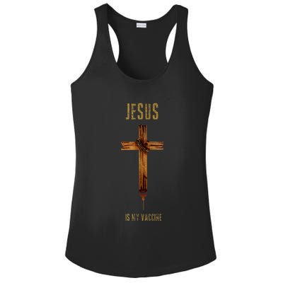 Jesus Is My Vaccine Anti Vax Vaxxer Ladies PosiCharge Competitor Racerback Tank