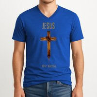 Jesus Is My Vaccine Anti Vax Vaxxer V-Neck T-Shirt