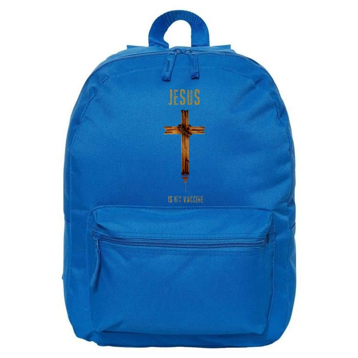 Jesus Is My Vaccine Anti Vax Vaxxer 16 in Basic Backpack