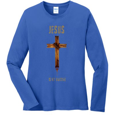 Jesus Is My Vaccine Anti Vax Vaxxer Ladies Long Sleeve Shirt