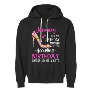 January It's my Birthday Month Wo Mom Wife Gifts Garment-Dyed Fleece Hoodie