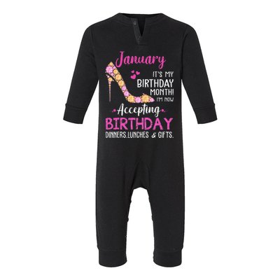 January It's my Birthday Month Wo Mom Wife Gifts Infant Fleece One Piece