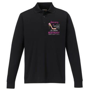 January It's my Birthday Month Wo Mom Wife Gifts Performance Long Sleeve Polo