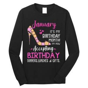 January It's my Birthday Month Wo Mom Wife Gifts Long Sleeve Shirt