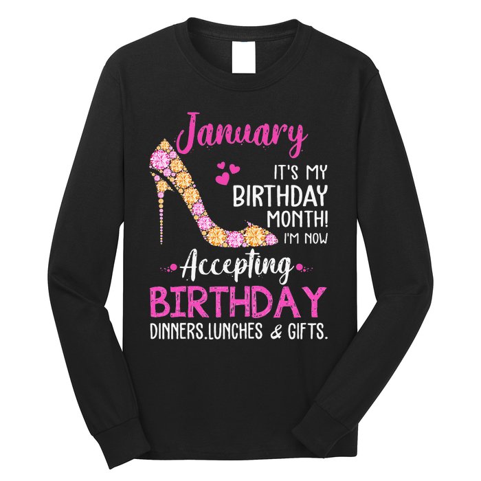 January It's my Birthday Month Wo Mom Wife Gifts Long Sleeve Shirt