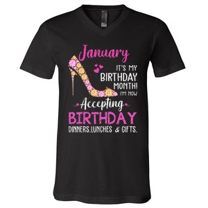 January It's my Birthday Month Wo Mom Wife Gifts V-Neck T-Shirt