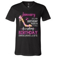 January It's my Birthday Month Wo Mom Wife Gifts V-Neck T-Shirt