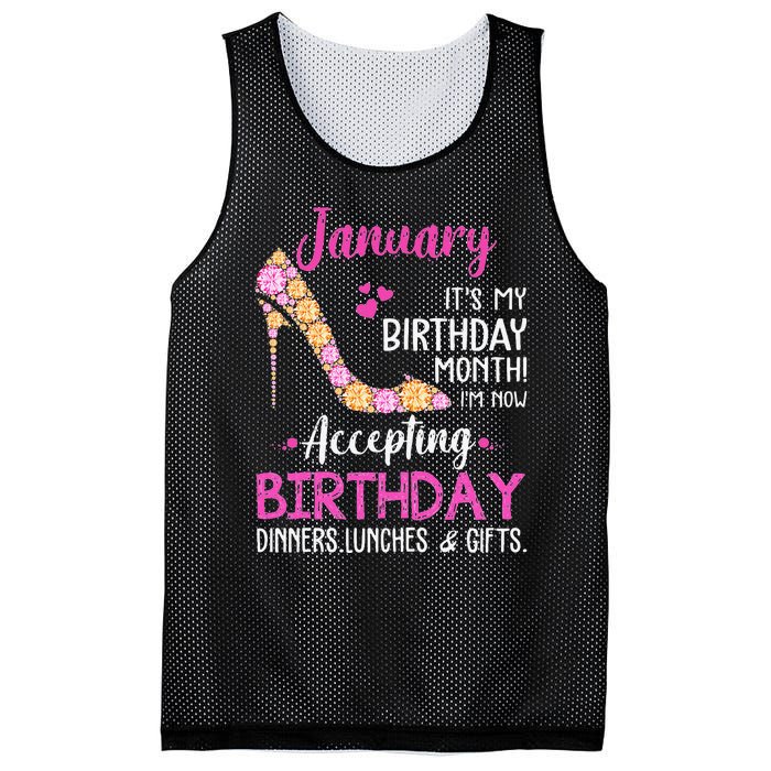 January It's my Birthday Month Wo Mom Wife Gifts Mesh Reversible Basketball Jersey Tank