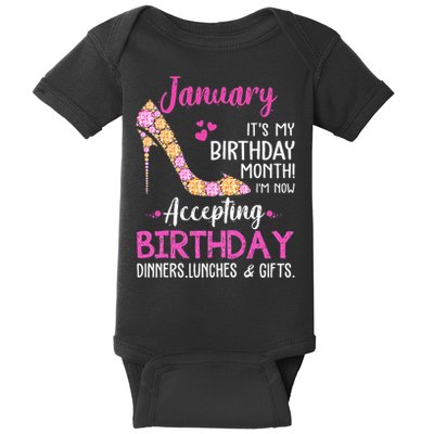 January It's my Birthday Month Wo Mom Wife Gifts Baby Bodysuit