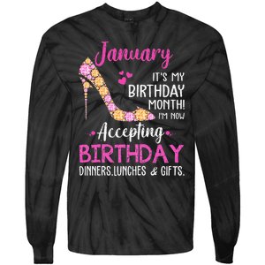 January It's my Birthday Month Wo Mom Wife Gifts Tie-Dye Long Sleeve Shirt