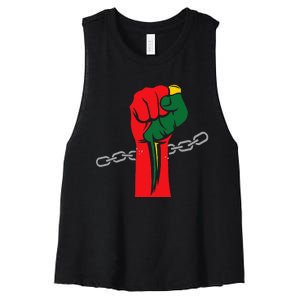 Juneteenth Is My Independence Day Free Black Pride Women's Racerback Cropped Tank