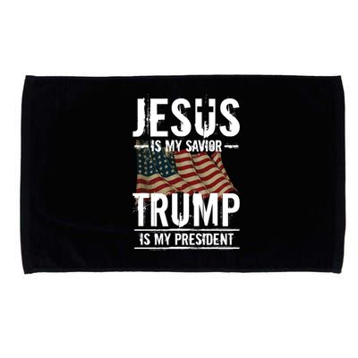 Jesus Is My Savior Trump Is My President Supporter Election Microfiber Hand Towel