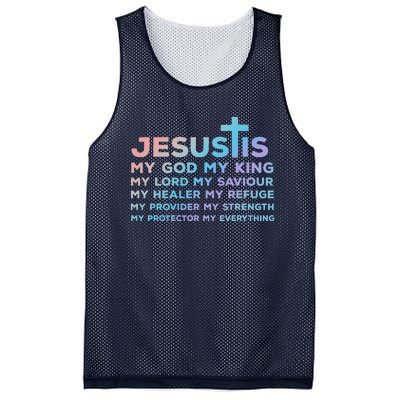 Jesus Is My God King Lord Saviour Healer Refuge Mesh Reversible Basketball Jersey Tank