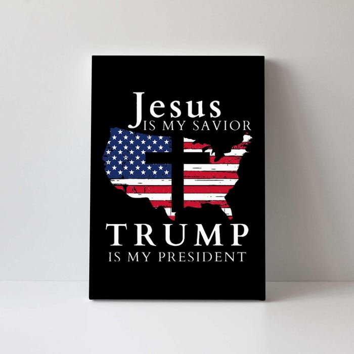 Jesus Is My Savior Trump Is My President Usa Flag And Cross Canvas