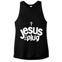 Jesus Is My New Plug Funny Christian Convert Ladies PosiCharge Tri-Blend Wicking Tank