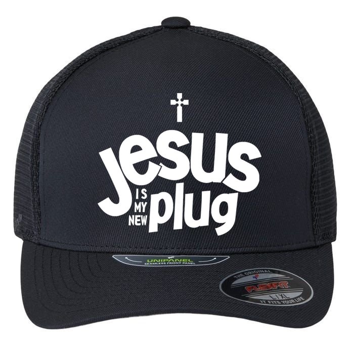 Jesus Is My New Plug Funny Christian Convert Flexfit Unipanel Trucker Cap