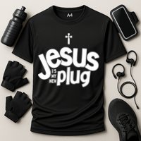 Jesus Is My New Plug Funny Christian Convert Performance Shirt
