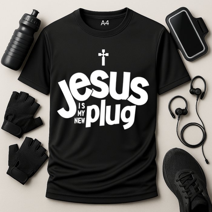 Jesus Is My New Plug Funny Christian Convert Performance Shirt