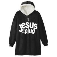 Jesus Is My New Plug Funny Christian Convert Hooded Wearable Blanket