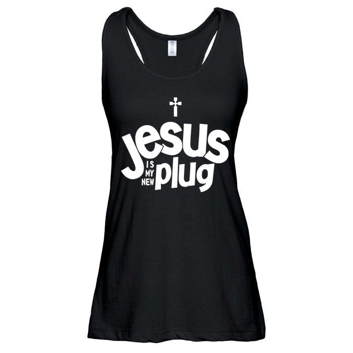 Jesus Is My New Plug Funny Christian Convert Ladies Essential Flowy Tank