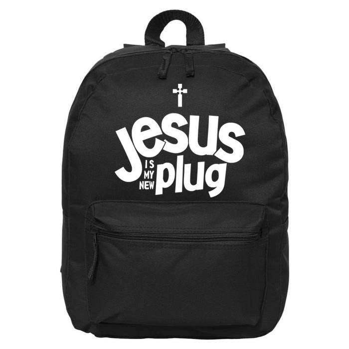 Jesus Is My New Plug Funny Christian Convert 16 in Basic Backpack