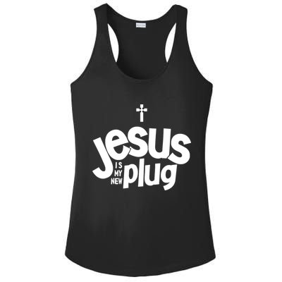 Jesus Is My New Plug Funny Christian Convert Ladies PosiCharge Competitor Racerback Tank