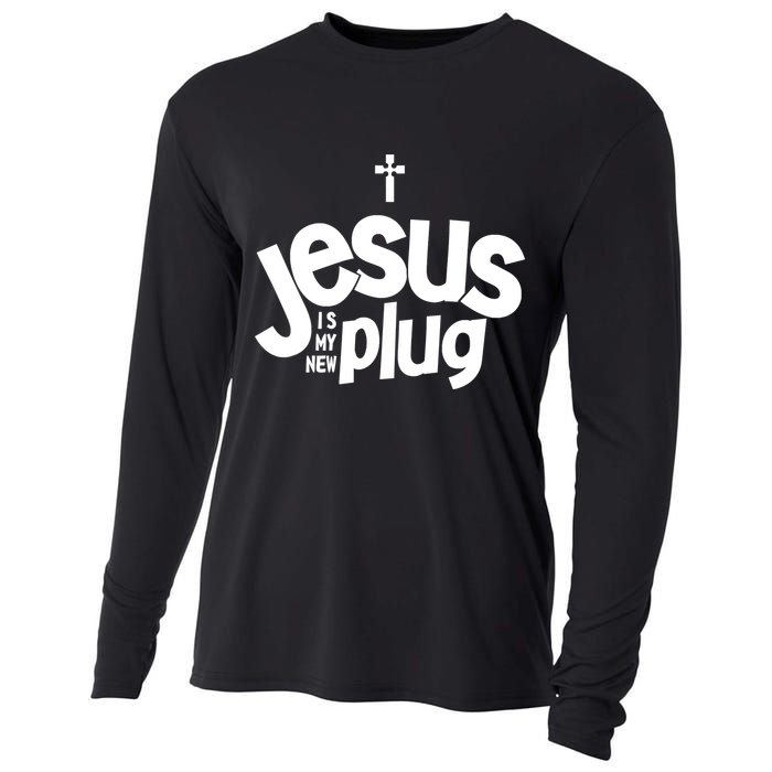 Jesus Is My New Plug Funny Christian Convert Cooling Performance Long Sleeve Crew