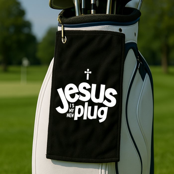 Jesus Is My New Plug Funny Christian Convert Golf Towel