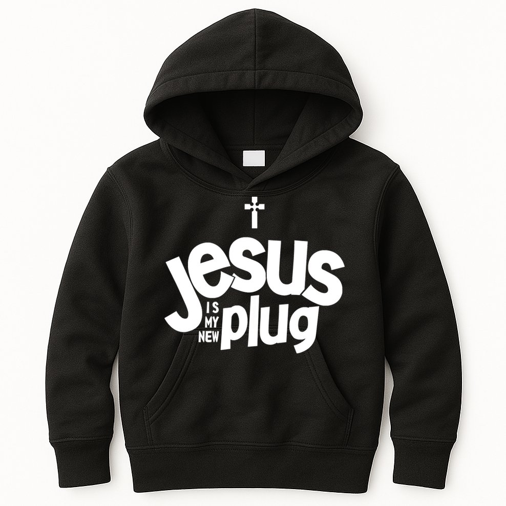 Jesus Is My New Plug Funny Christian Convert Kids Hoodie