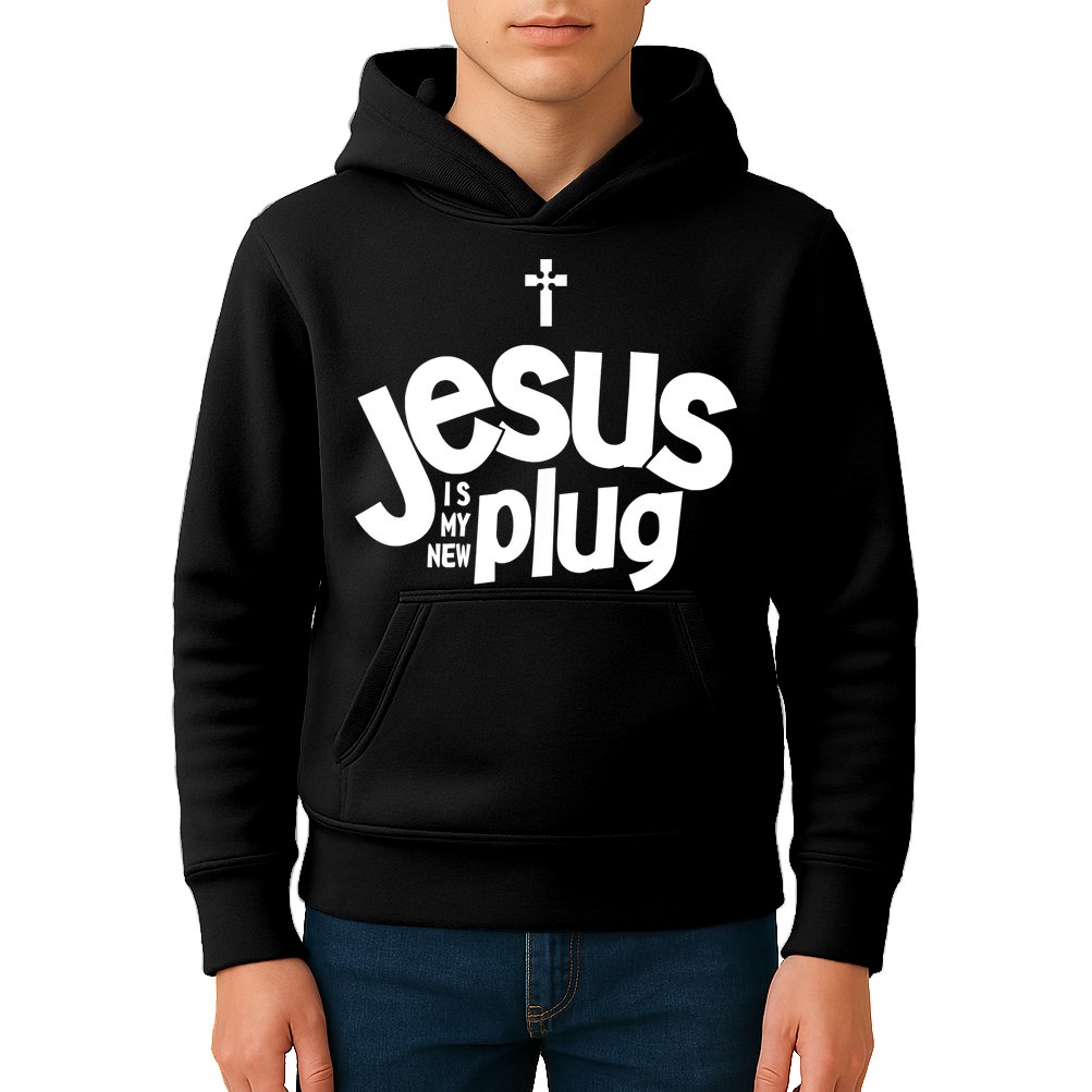Jesus Is My New Plug Funny Christian Convert Kids Hoodie