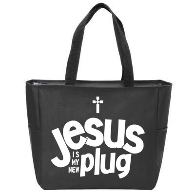 Jesus Is My New Plug Funny Christian Convert Zip Tote Bag