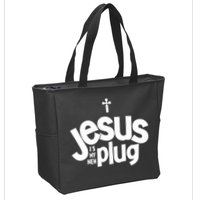 Jesus Is My New Plug Funny Christian Convert Zip Tote Bag